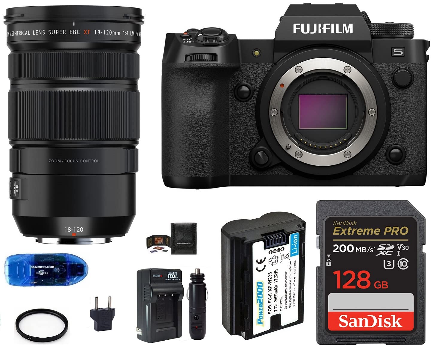 Fujifilm X-H2S Digital Camera with XF 18-120mm f/4 LM PZ WR Lens Bundle,  Includes: SanDisk 128GB Ext…See more Fujifilm X-H2S Digital Camera with XF 